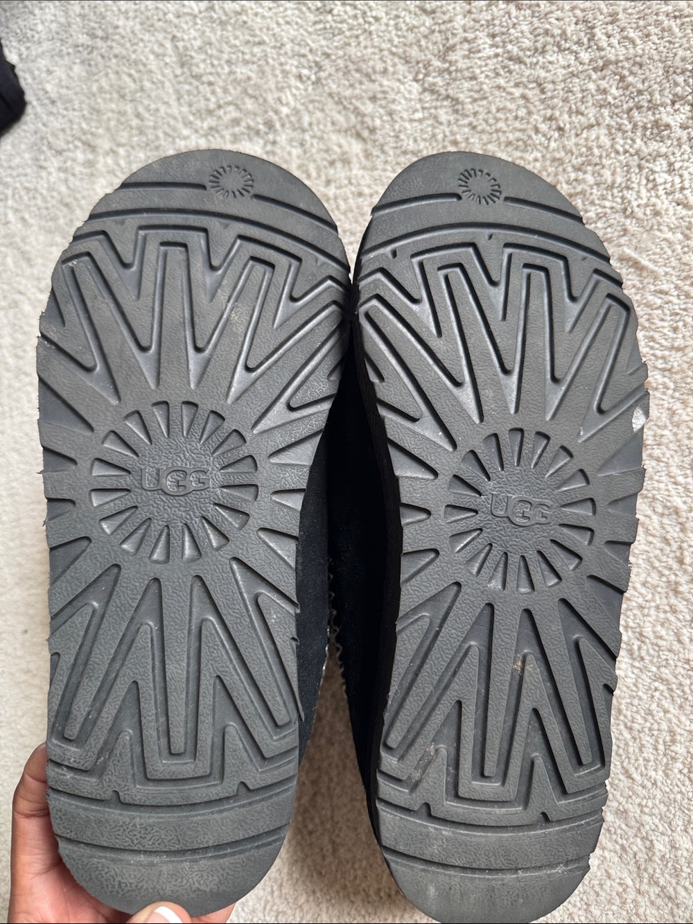 UGG Black Suede Tasmen Slippers with Woven Trim Men Size 7 - Picture 4 of 7